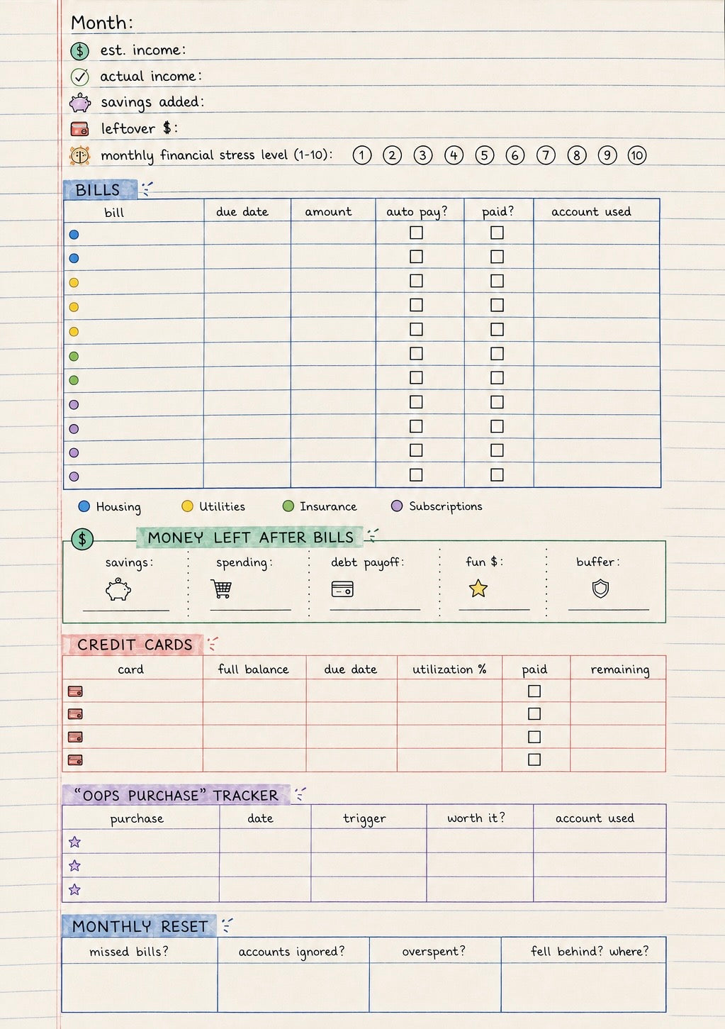 ADHD Budgeting Planner